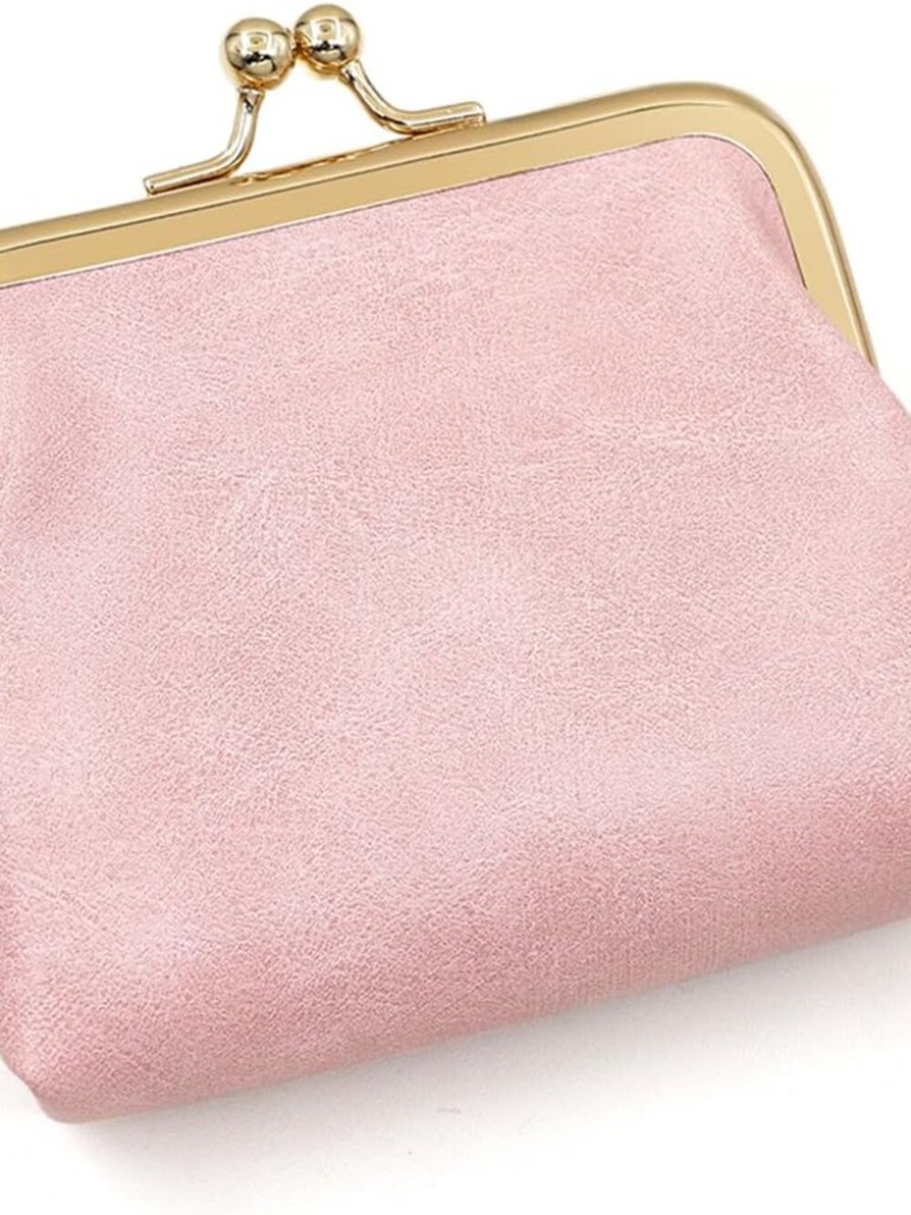Women’s Small Coin Purse, Vintage PU Leather Change Purse, Rectangle Kiss Lock C